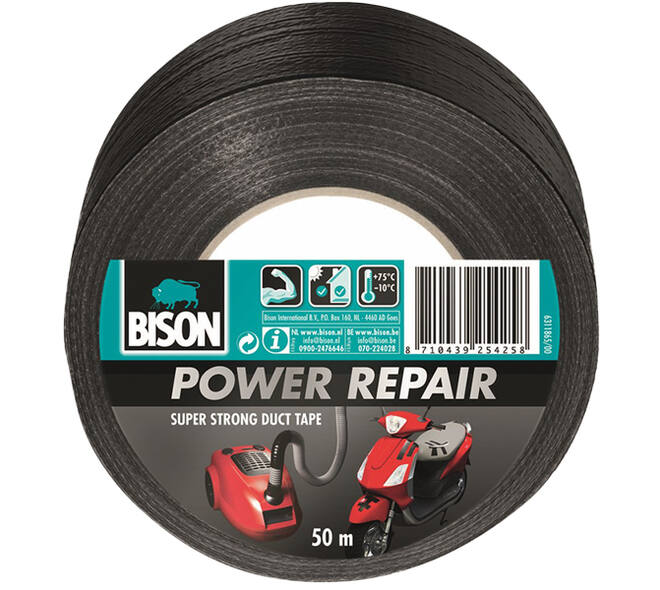 Bison Power Repair Tape Zwart Rol 50 m