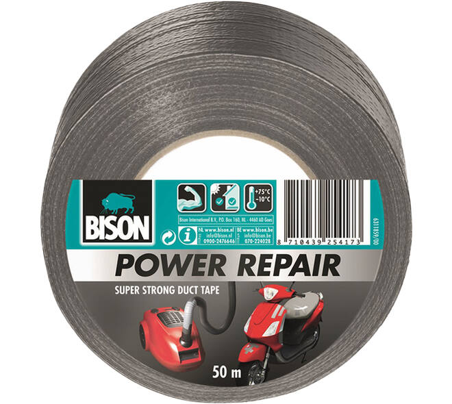 Bison Power Repair Tape Grijs Rol 50 m