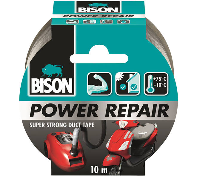 Bison Power Repair Tape Grijs Rol 50 m