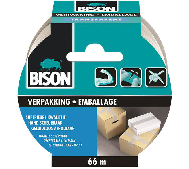 Bison Verpakkingstape Transparant Rol 66 m