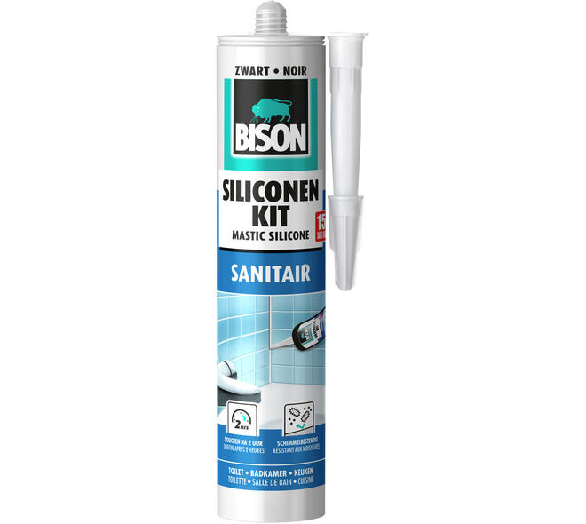 Bison Siliconenkit Sanitair Zwart 300 ml