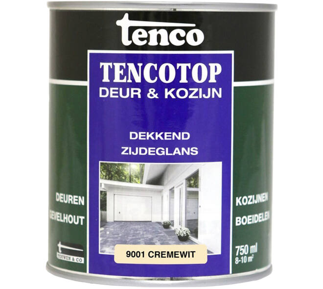 Tenco Tencotop Deur & Kozijn Dekkend Zijdeglans 9001 Cremewit 750 ml