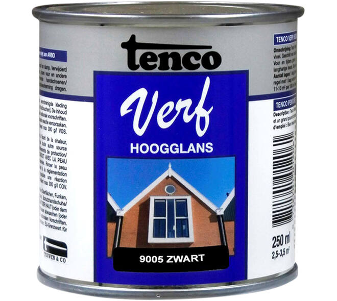 Tencoverf Dekkend Hoogglans Zwart 9005 250 ml