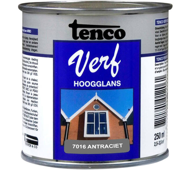Tencoverf Dekkend Hoogglans Antraciet 7016 250 ml