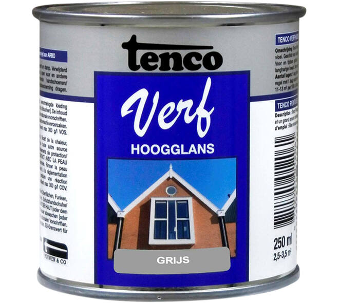 Tencoverf Dekkend Hoogglans Grijs 250 ml