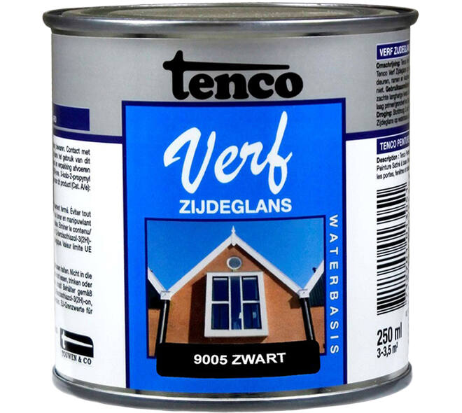 Tencoverf Zijdeglans Zwart 9005 Waterbasis 250 ml