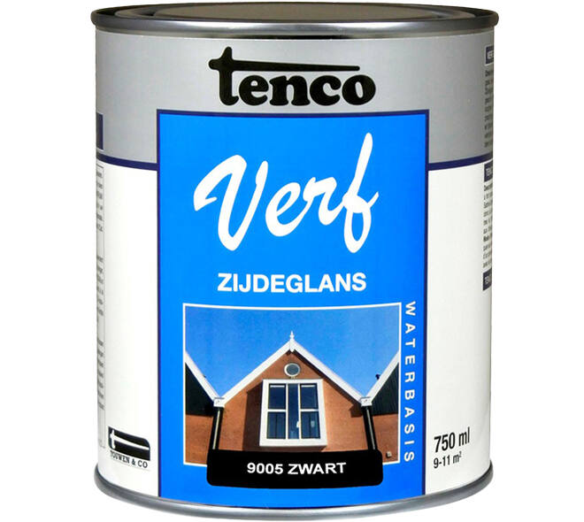 Tencoverf Zijdeglans Zwart 9005 Waterbasis 750 ml