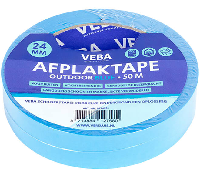 VEBA Afplaktape Outdoor Blue 24 mm