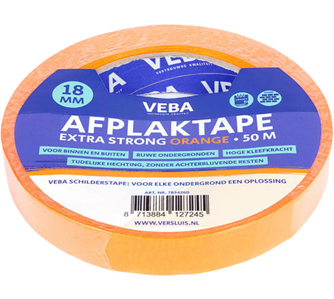 VEBA Afplaktape Extra Strong Orange 18 mm