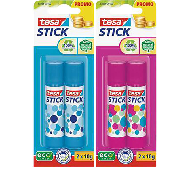 Tesa Easy Stick Ecologo 2 x 10 g Pink + Blue