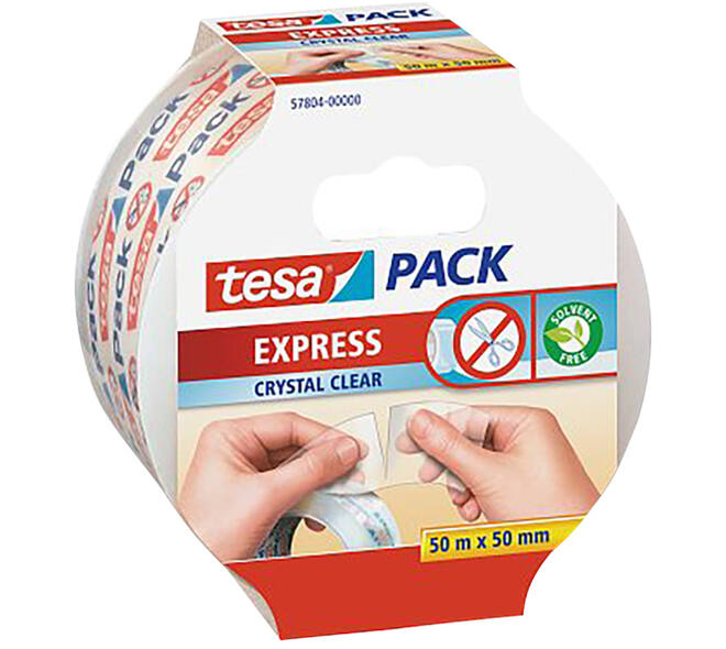 Tesa Tesapack Express Handinscheurbaar 50M x 50  mm Crystal Clear