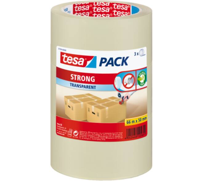 Tesa Tesapack Strong Transparant 3 x 66 m x 50 mm