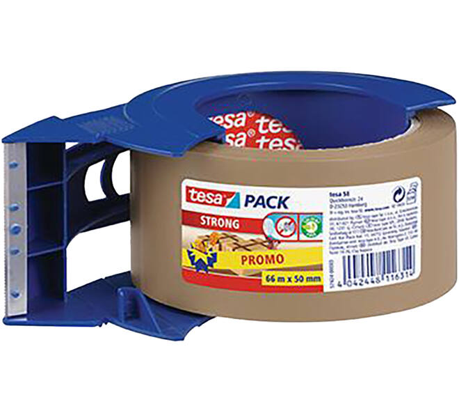 Tesa Tesapack Strong Bruin 1 x 66 m x 50 mm + Bleu Dispenser