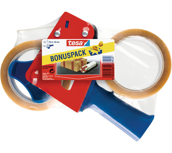 Tesa Tesapack Strong Transparant 2 x 66M:50 mmm+ Dispenser
