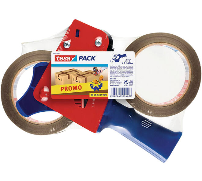 Tesa Tesapack Pvc Bruin 2 x 66 m x 50 mm + Dispenser