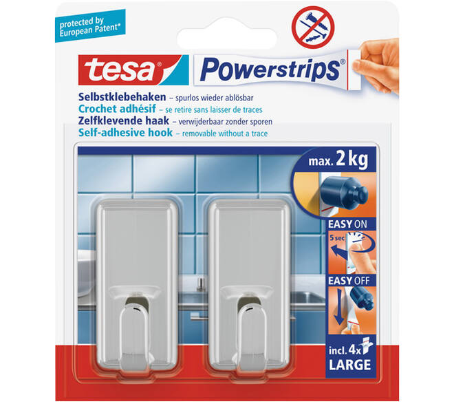 Tesa Powerstrips Large Classic Chroom