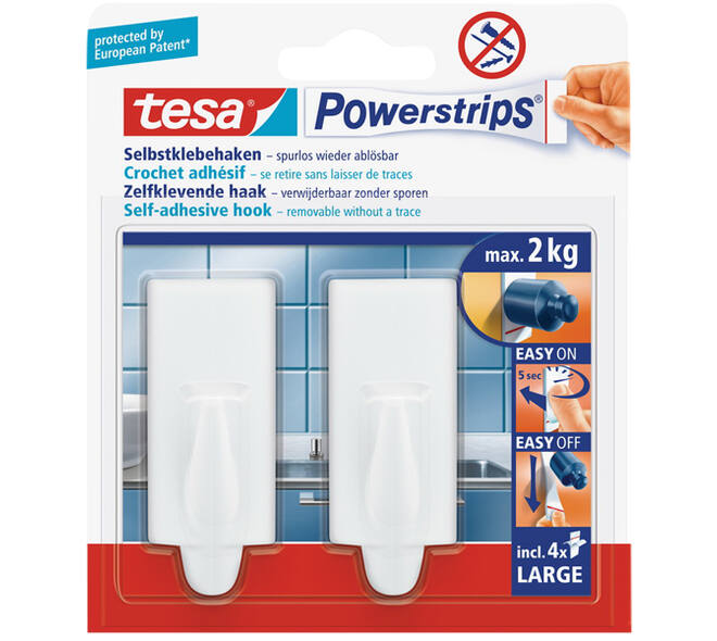 Tesa Powerstrip Trend Wit Large 2 st (58045)