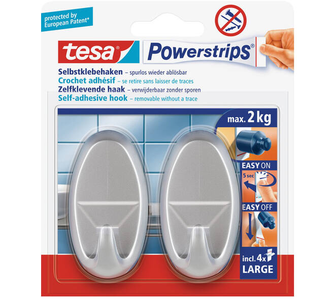 Tesa Powerstrips Large Ovaal Mat Chroom