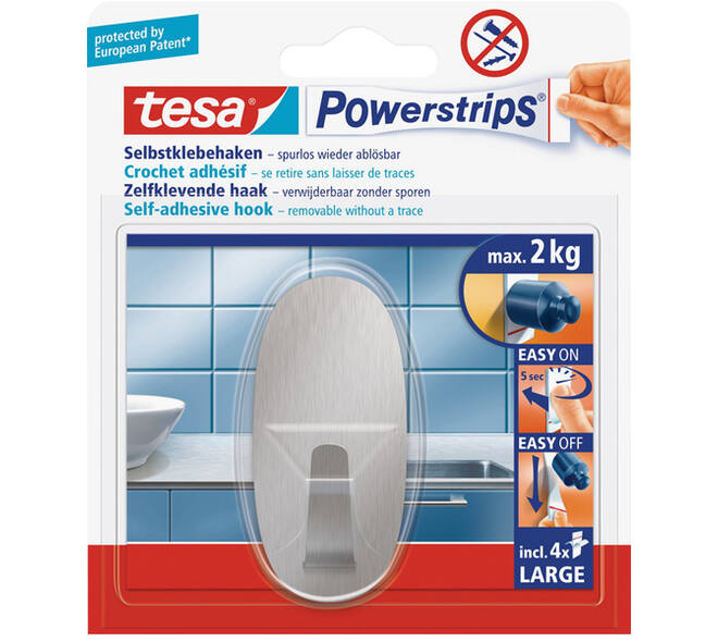 Tesa Powerstrips Large Metaal Ovaal