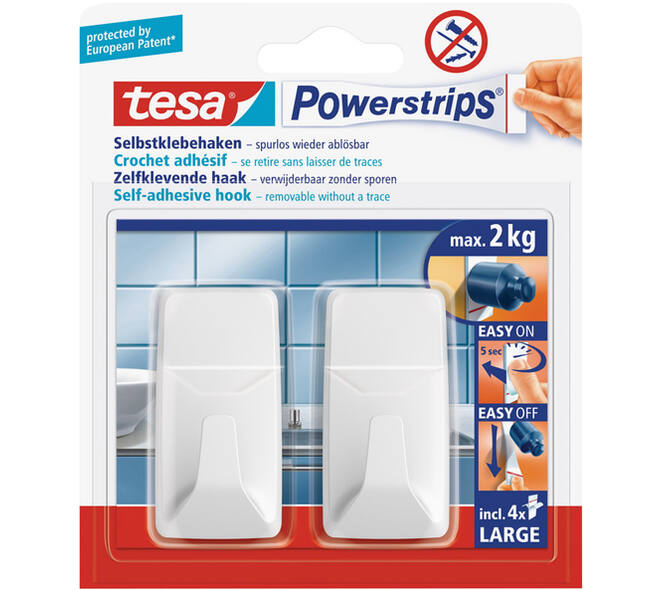 Tesa Powerstrips Large Rechthoekig Wit
