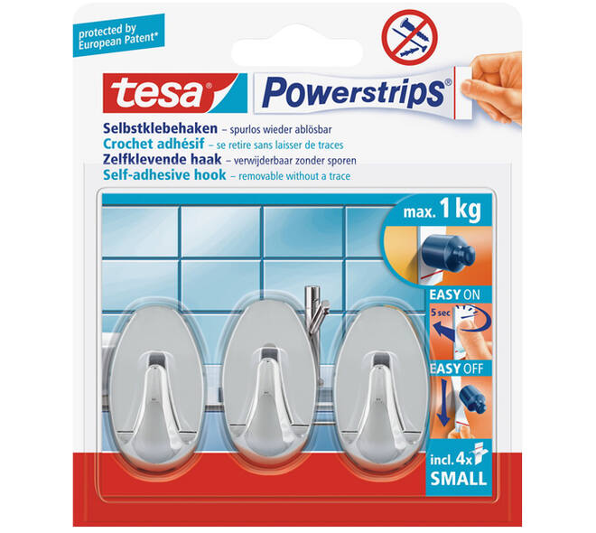 Tesa Powerstrips Small Ovaal Chroom