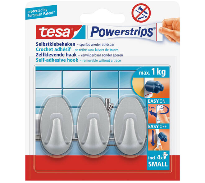 Tesa Powerstrips Small Ovaal Mat Chroom