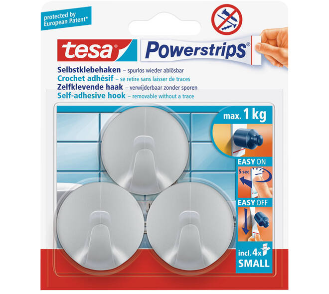 Tesa Powerstrips Small Rond Chroom