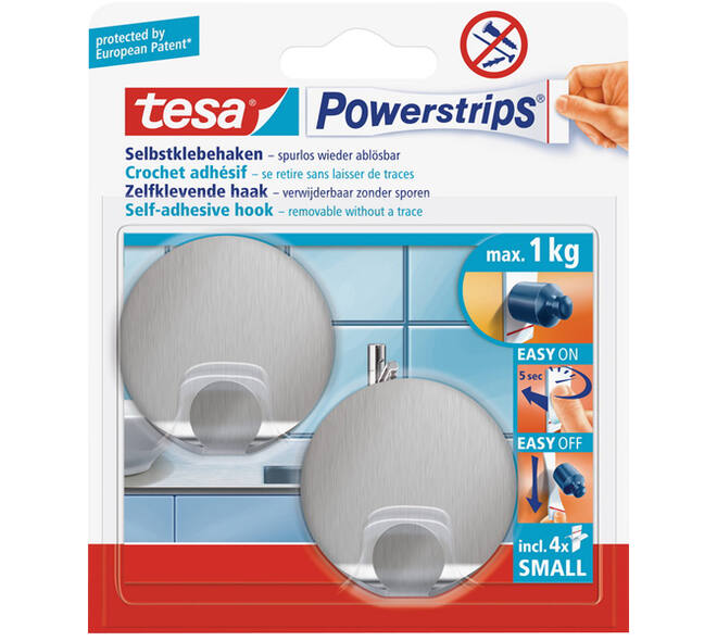Tesa Powerstrips Small Metaal Rond