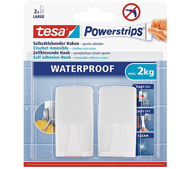 Tesa Powerstrips Waterproof Haken Wit