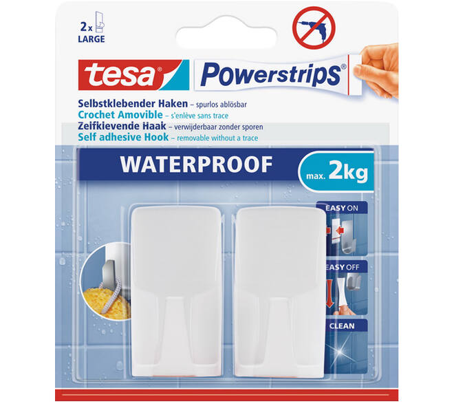 Tesa Powerstrips Waterproof Scheermeshouder Wit