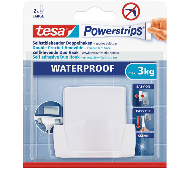 Tesa Powerstrips Waterproof Duo Haak Wit