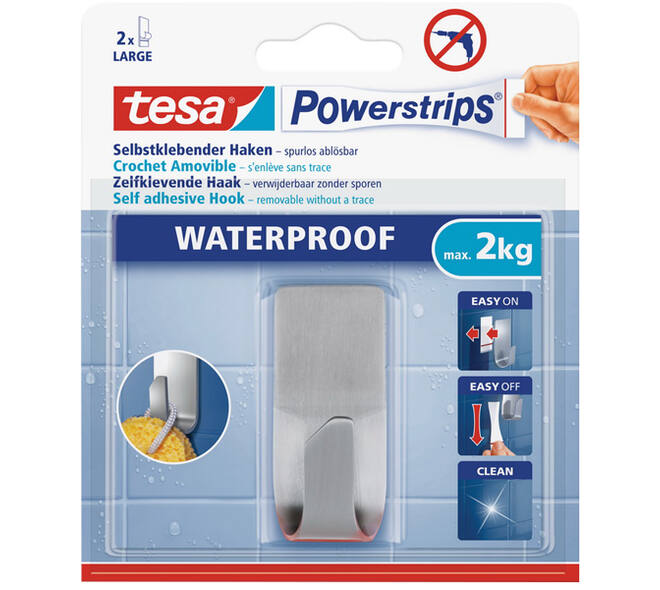 Tesa Powerstrips Waterproof Haak RVS
