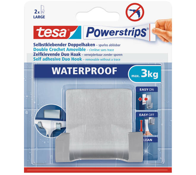 Tesa Powerstrips Waterproof Duo Haak RVS