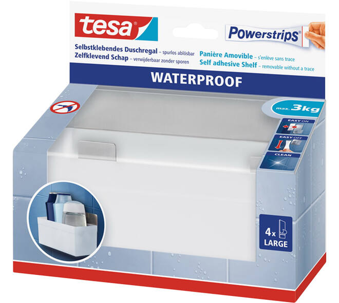 Tesa Powerstrips Waterproof Douchebakje Kunststof & RVS