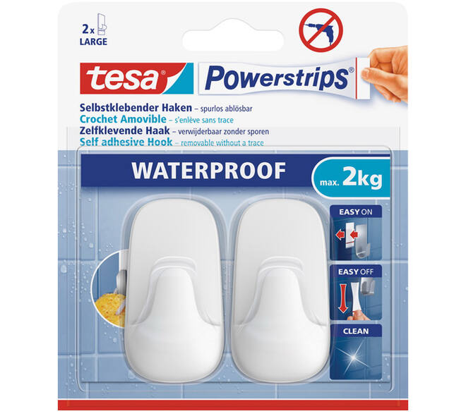 Tesa Powerstrips® Waterproof Haken Wit Large