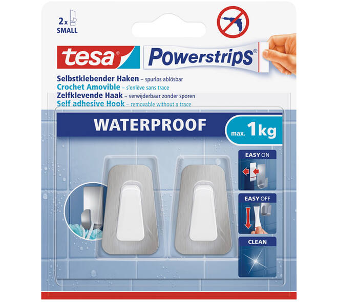 Tesa Powerstrips® Waterproof Haken S Metaal-Kunststof