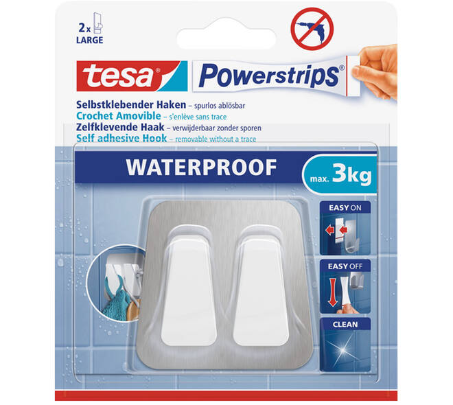 Tesa Powerstrips Waterproofduo Haak Metaal-Kunststof