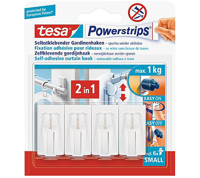 Tesa Powerstrips Fix Gordijnrails Haak Wit