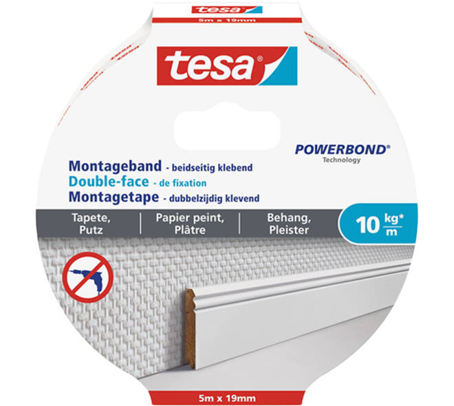 Tesa Powerbond® Montagetape Gevoelige Oppervlakken 5M x 19 mm
