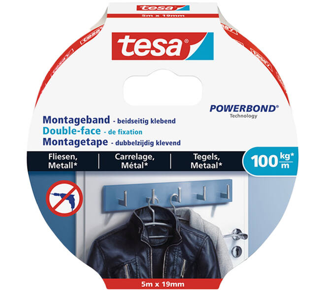 Tesa Powerbond® Montagetape Tegels & Metaal 5M x 19 mm