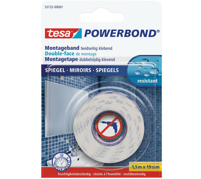 Tesa Powerbond Montagetape Spiegels 1,5M x 19 mm
