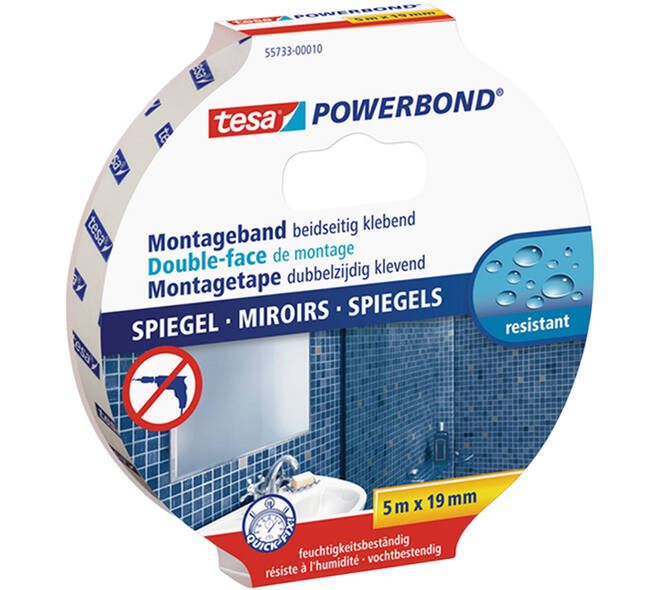 Tesa Powerbond Montagetape Spiegels 5M x 19 mm