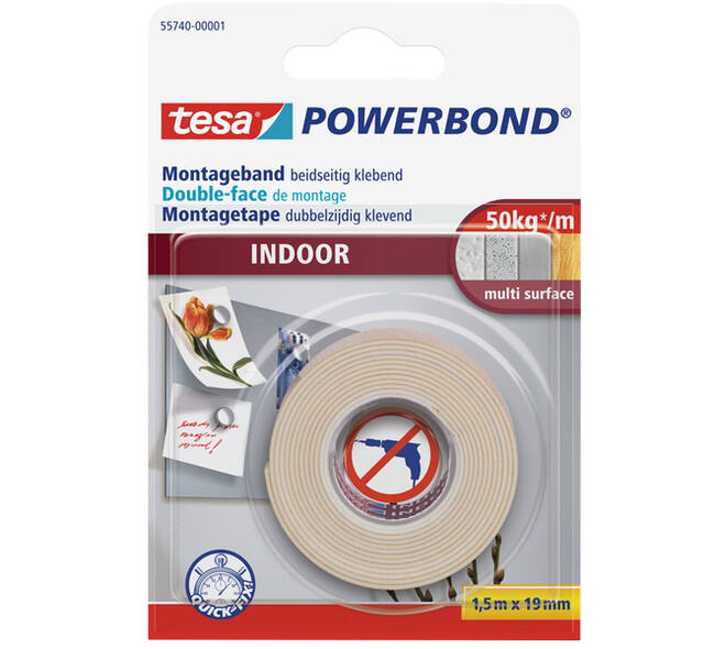 Tesa Powerbond Montagetape Indoor 1,5M x 19 mm