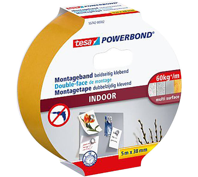 Tesa Powerbond Montagetape Indoor 5M x 38 mm