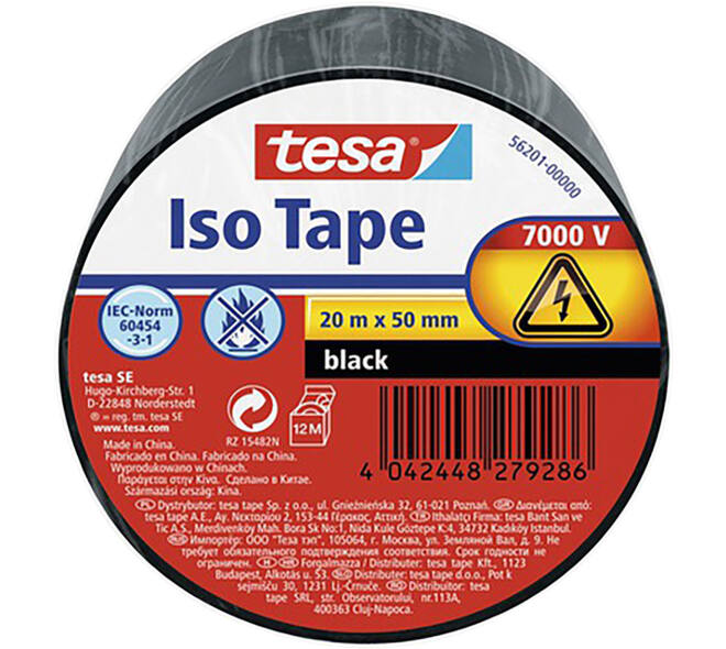 Tesa Electrische Isolatie Alle Gebruik 20M x 50 mm Zwart