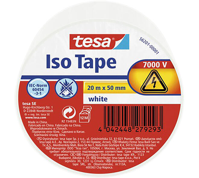 Tesa Electrische Isolatie Alle Gebruik 20M x 50 mm Wit