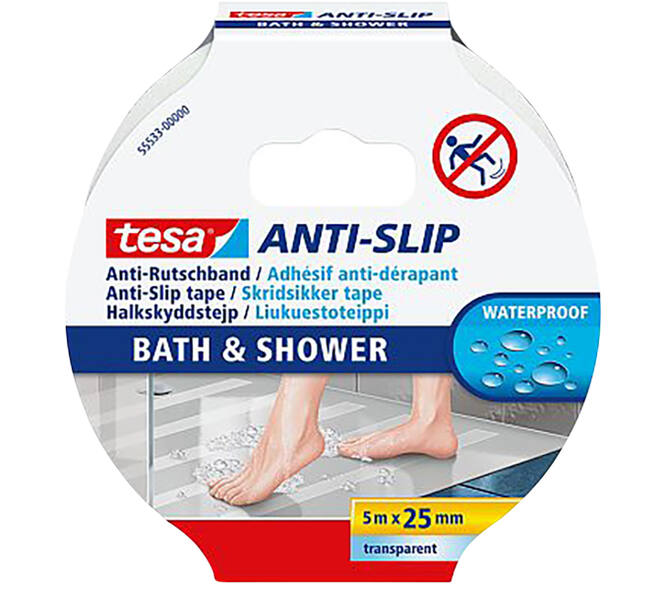 Tesa Anti-Slip Douche & Bad 5 m x 25 mm Transparant