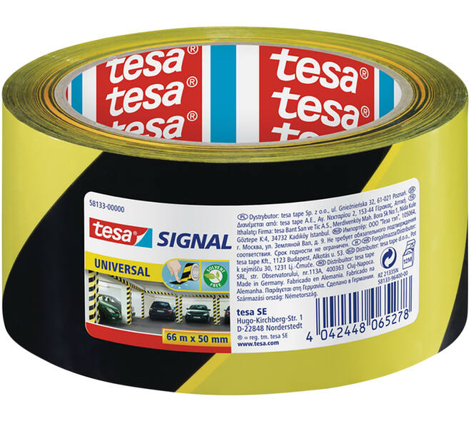 Tesa Signal Pp Waarschuwingstape 66M x 50 mm Geel/ Zwart
