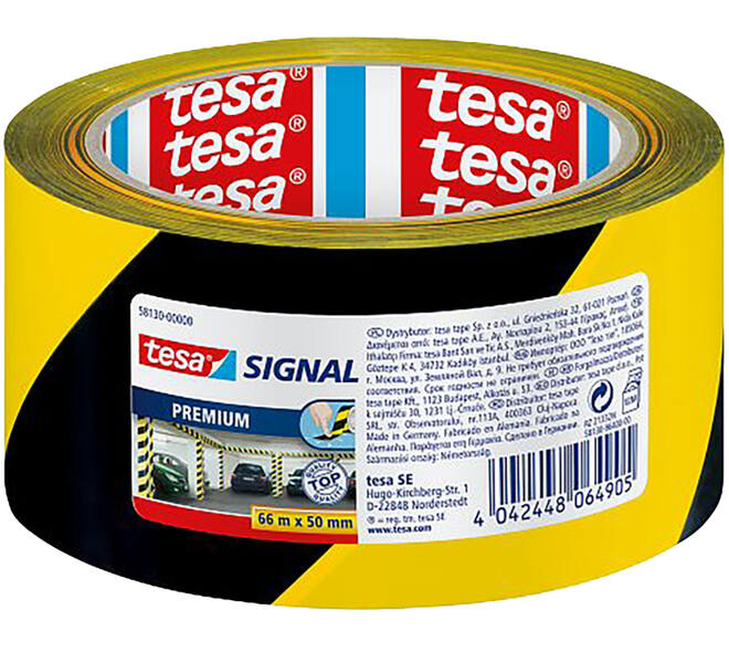 Tesa Waarschuwingstape 66M x 60 mm Pvc Premium Zwart/ Geel