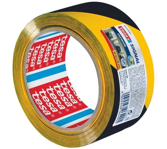 Tesa Waarschuwingstape 66M x 60 mm Pvc Premium Zwart/ Geel